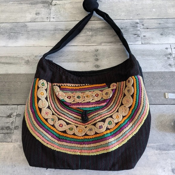 Handbags - Rainbow Embroidered Vintage Bohemian Festival Bag 100% Cotton